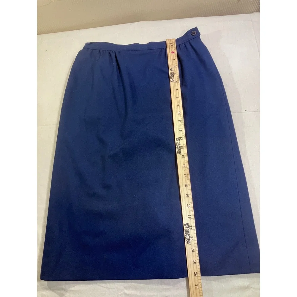 Vintage Pendleton Petite Navy‎ Blue Wool Skirt Suit Set Blazer Size 12 Made USA